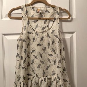 3/$20 - Sheer Tunic Tank with Bird Pattern, sz S